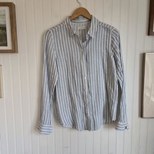 Lucky Brand Striped Cotton Button Down Blouse